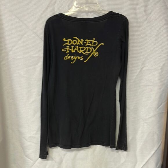 Black Long Sleeve Shirt with Tiger Graphic - Picture 3 of 3